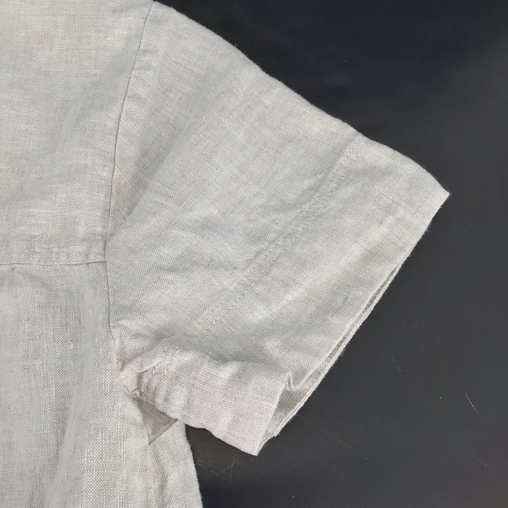 Madewell V-neck Palma Mini Dress in 100% Linen Natural Undyed nq627 Size XXS - Picture 10 of 13